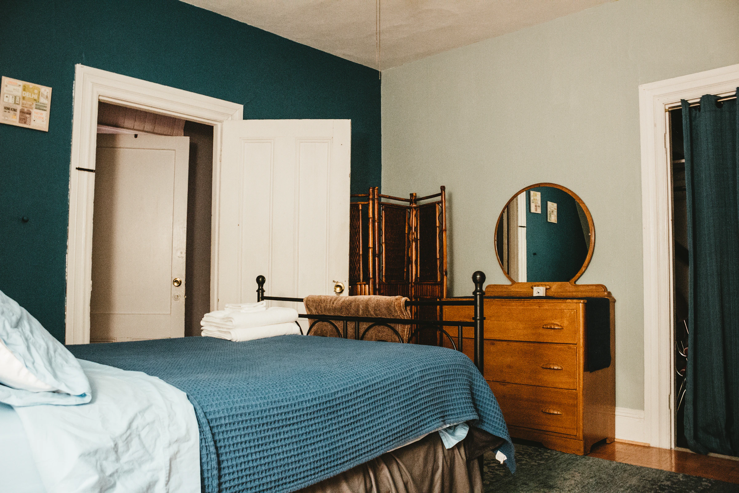 Freshly made bed with white linen