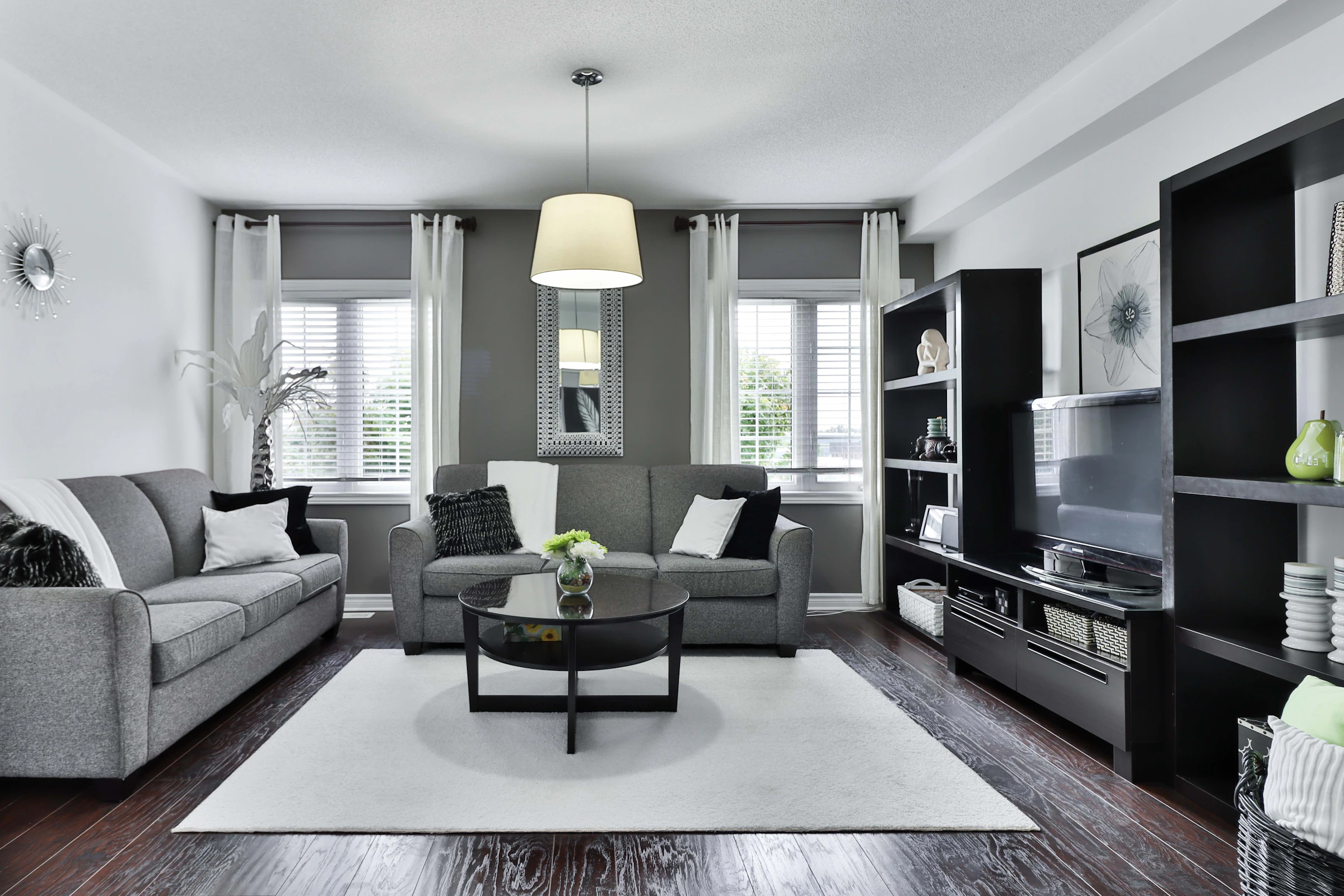 Grey and white living room