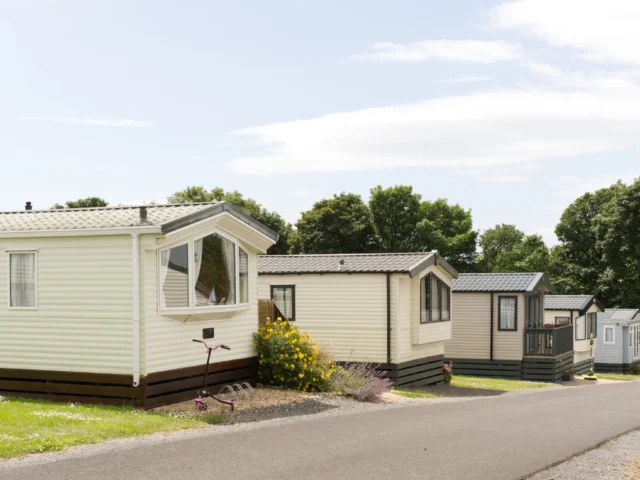 Row of static caravans at a holiday park
