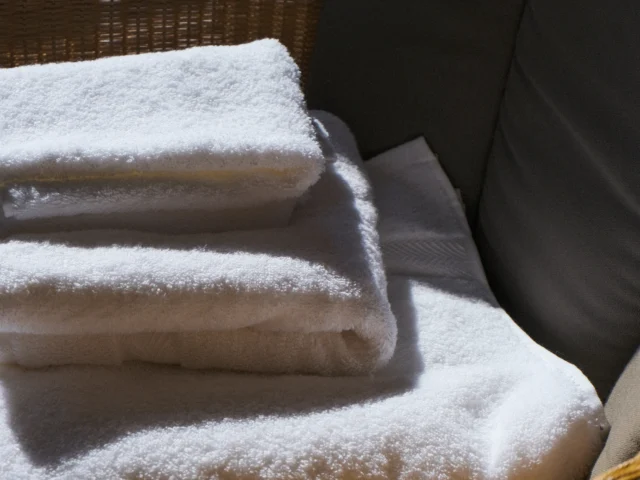 Stack of clean white towels
