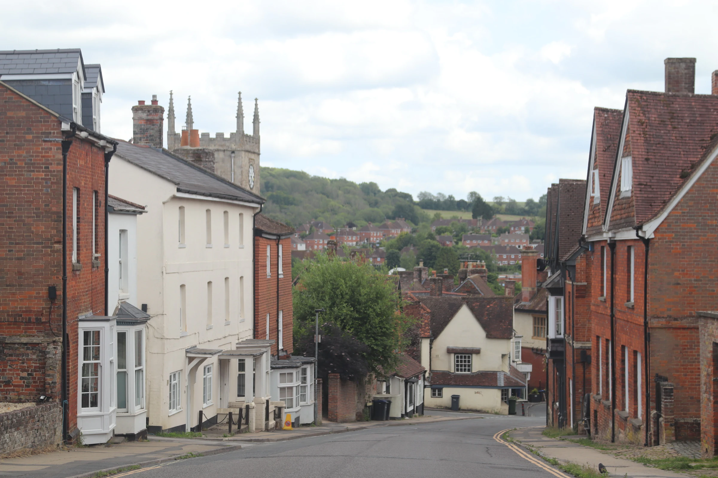 Traditional English village street with brick houses